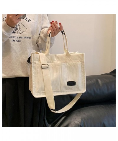 Casual Corduroy Tote Bag Women Multi Pocket Handbag Hobo Bag Travel Shoulder Bag College Bag for Daily Black $11.15 Totes