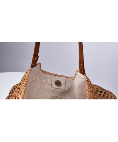 Straw Beach Tote Bag Women Hollow Shoulder Bag Retro Large Handwoven Straw Handbag Hobo Purses Vacation Travel Khaki $18.80 S...