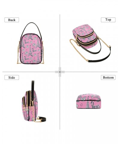 Paris Modern Bright Pink Crossbody Bags for Women Cross Body Bags Wallet Phone Purse with Chain Strap for Travel $14.81 Cross...