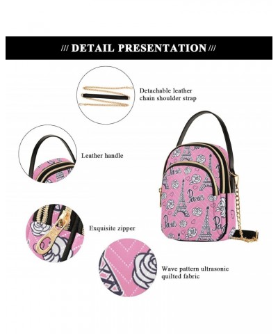 Paris Modern Bright Pink Crossbody Bags for Women Cross Body Bags Wallet Phone Purse with Chain Strap for Travel $14.81 Cross...