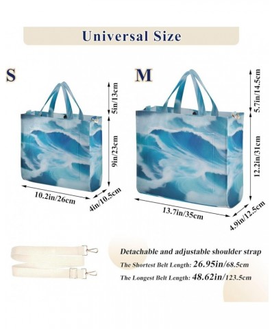 Blue Ocean Waves Pattern Women's Tote Handbags Top Handle Satchel Shoulder Bag Crossbody Bag S $14.10 Totes