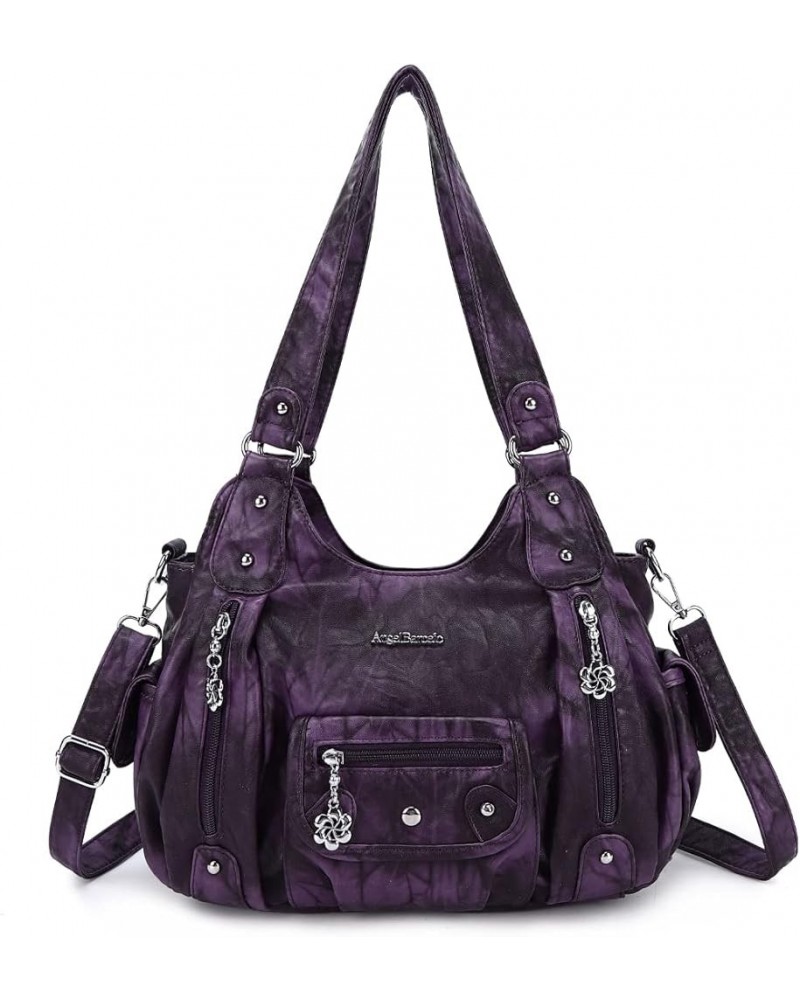 Womens Purses and Handbags PU Leather Shoulder Bag Fashion Hobo Bags for Girls D.purple $20.13 Totes