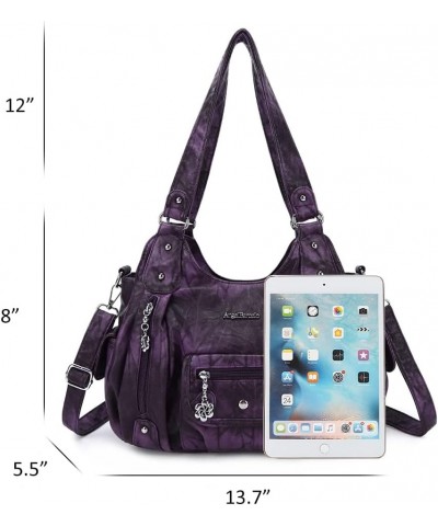 Womens Purses and Handbags PU Leather Shoulder Bag Fashion Hobo Bags for Girls D.purple $20.13 Totes