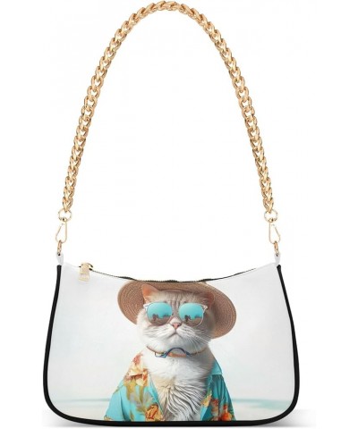 Magic Sea World Women's Purse Small Hobo Purse Women Designer Handbags Chain over Shoulder Purse Funny Dressed Cat $15.29 Sho...