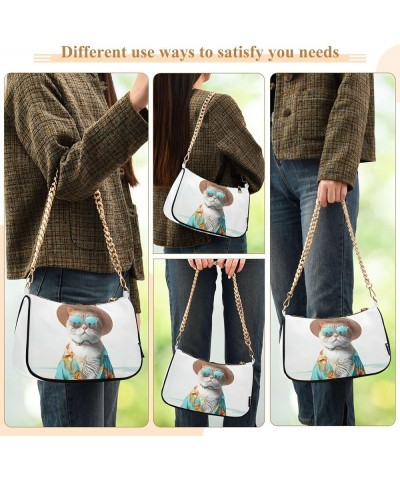 Magic Sea World Women's Purse Small Hobo Purse Women Designer Handbags Chain over Shoulder Purse Funny Dressed Cat $15.29 Sho...