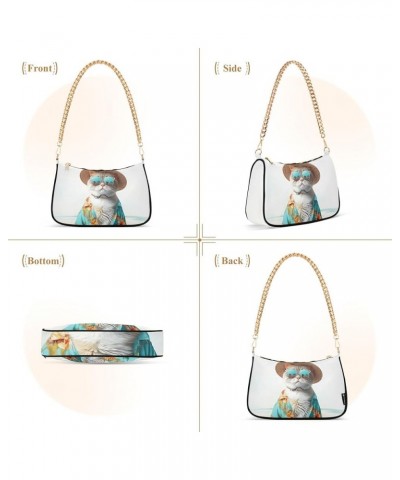 Magic Sea World Women's Purse Small Hobo Purse Women Designer Handbags Chain over Shoulder Purse Funny Dressed Cat $15.29 Sho...