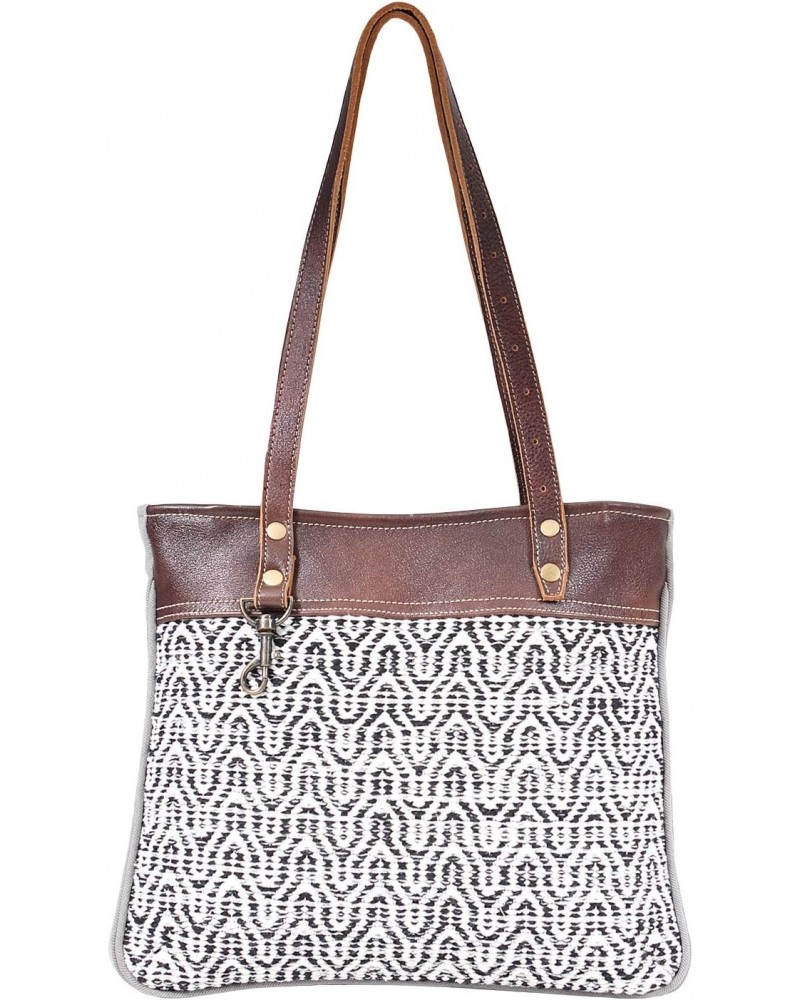 Tizzy Upcycled Canvas & Leather Handbag S-1596 $21.14 Shoulder Bags