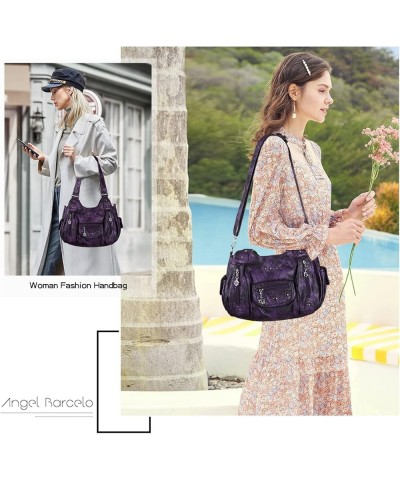 Womens Purses and Handbags PU Leather Shoulder Bag Fashion Hobo Bags for Girls D.purple $20.13 Totes