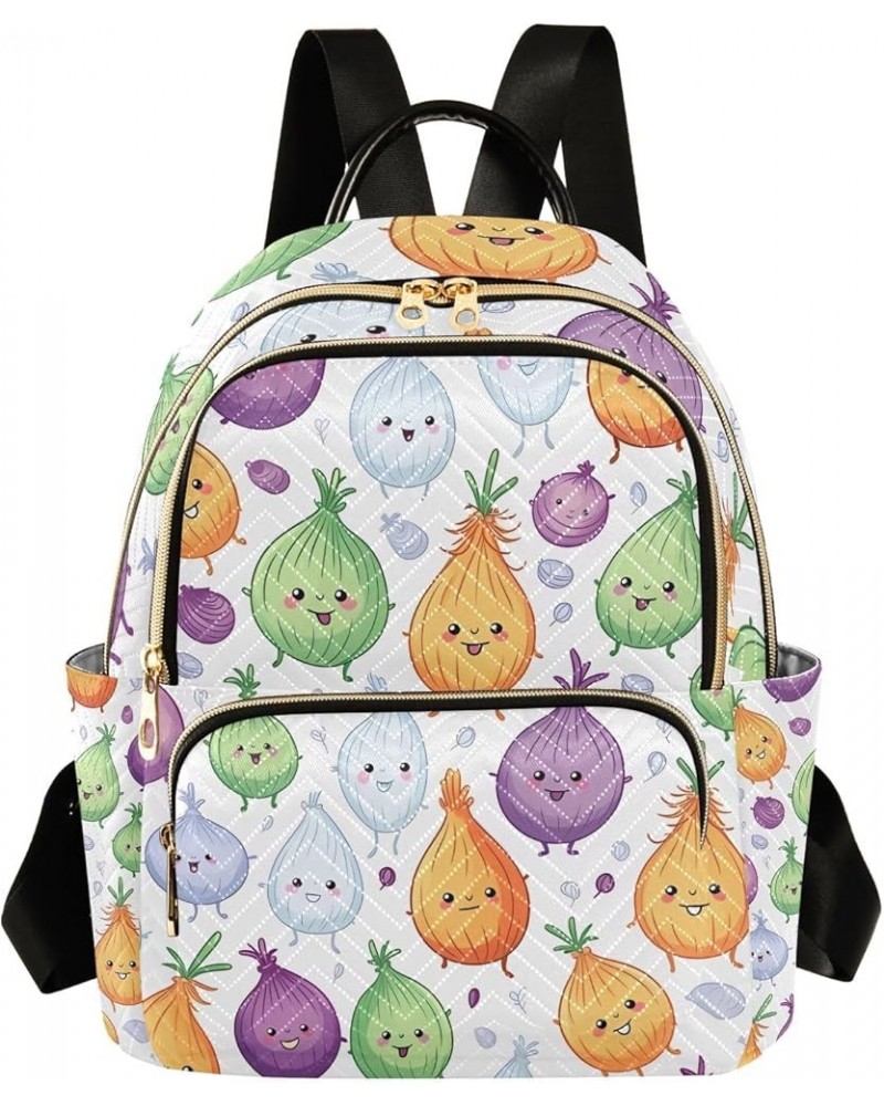 Cartoon Colorful Onion Fashion Backpack Purse for Women, Casual Daypacks, Ladies Gift for Traveling Hiking Multicolor Medium ...