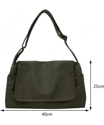 Canvas Messenger Bags Fashion Flip Female Tote Bag Casual Adjustable Strap Large Capacity Simple for Teenage Girl Green $10.1...