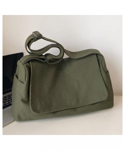 Canvas Messenger Bags Fashion Flip Female Tote Bag Casual Adjustable Strap Large Capacity Simple for Teenage Girl Green $10.1...