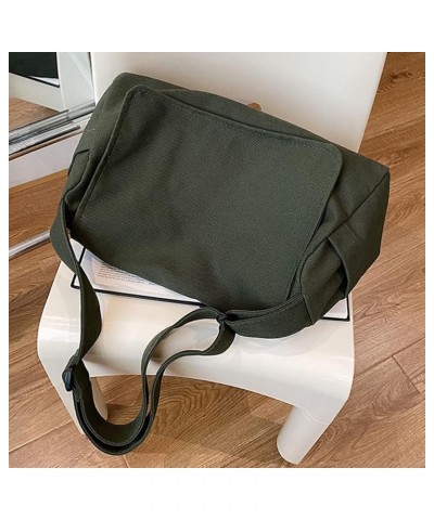 Canvas Messenger Bags Fashion Flip Female Tote Bag Casual Adjustable Strap Large Capacity Simple for Teenage Girl Green $10.1...