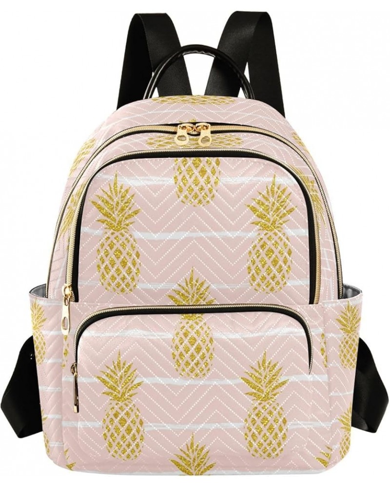 Gold Pineapple Beautiful Women Backpack Purse Ladies Fashion Shoulder Bag Daypack Travel Bag 7.5L Medium $16.42 Backpacks