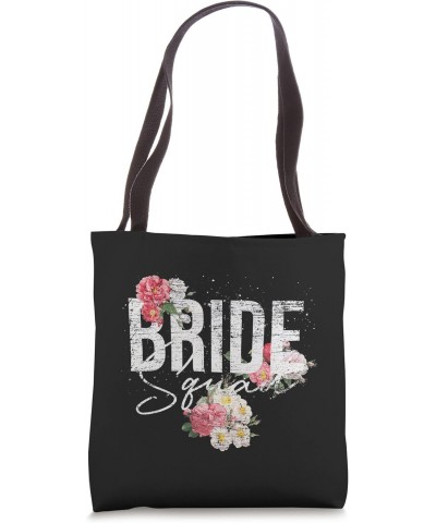 Floral Bride Squad Bridal Bachelorette Party Engaged Flowers Tote Bag $10.08 Totes