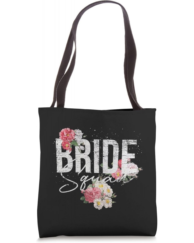 Floral Bride Squad Bridal Bachelorette Party Engaged Flowers Tote Bag $10.08 Totes