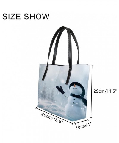 Christmas Happy Snowman Shoulder Bag Tote Bags for Women Leather Shopper Work Handbags Large Casual Bag $23.49 Totes