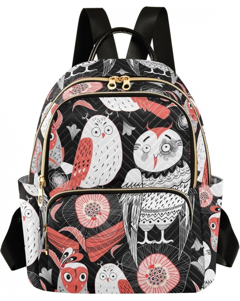 Graphic Funny Owl Fashion Backpack Purse for Women Multipurpose Casual Daypack with Multi Pockets & Secured Zipper Ladies Han...