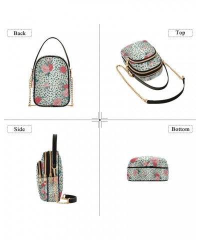 Crossbody Bag for Women, Leopard with Pink Floral Phone Purse Detachable Chain Bag Shoulder Handbag Wallet $13.19 Crossbody Bags