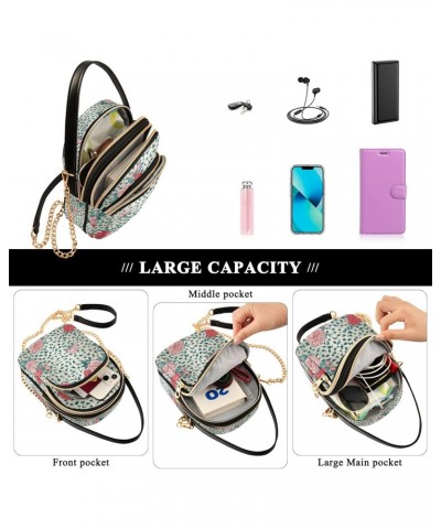 Crossbody Bag for Women, Leopard with Pink Floral Phone Purse Detachable Chain Bag Shoulder Handbag Wallet $13.19 Crossbody Bags