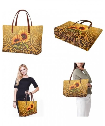 2 Pcs Large Tote Handbag with PU Wallet, Women Hand bags Purses, Top Handle Bag Satchel Shoulder Bag Boho Sunflower-yellow $2...