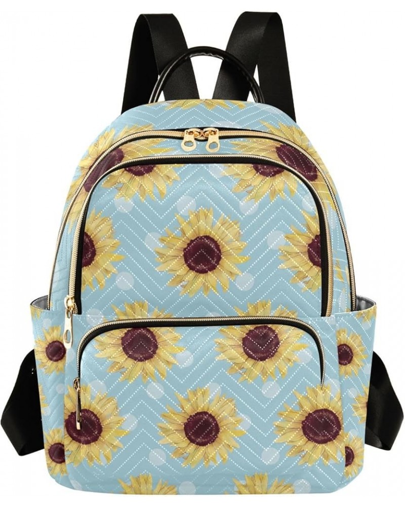 Women Backpack Sunflower Blue Dot Anti-Theft Travel Backpack with Luggage Belt Lightweight Handbag Lady Purse Roomy Double Zi...