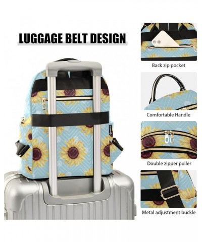 Women Backpack Sunflower Blue Dot Anti-Theft Travel Backpack with Luggage Belt Lightweight Handbag Lady Purse Roomy Double Zi...