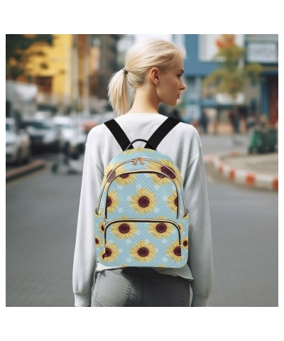 Women Backpack Sunflower Blue Dot Anti-Theft Travel Backpack with Luggage Belt Lightweight Handbag Lady Purse Roomy Double Zi...