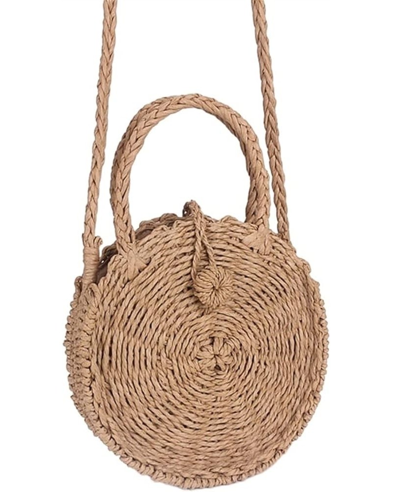 Women Woven Round Rattan Mini Straw Bag Beach Circle Handbag Summer Handmade Retro Knitted Messenger Bags Mini $20.67 Shoulde...