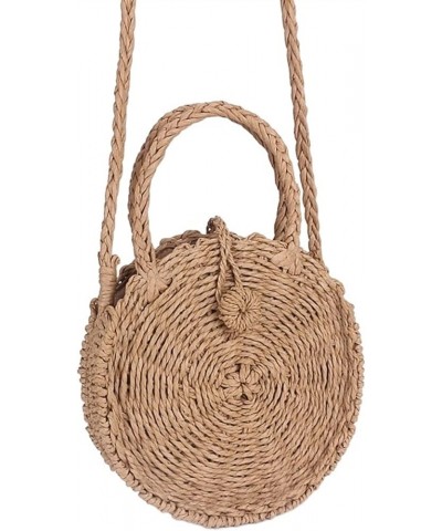 Women Woven Round Rattan Mini Straw Bag Beach Circle Handbag Summer Handmade Retro Knitted Messenger Bags Mini $20.67 Shoulde...