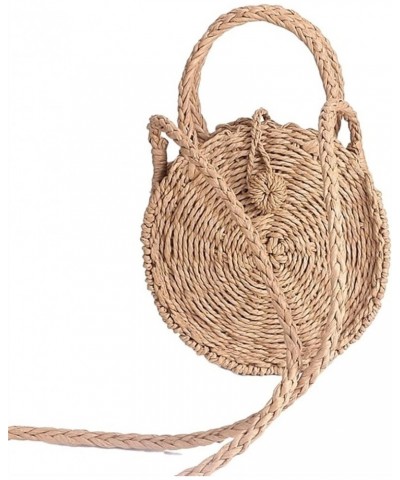 Women Woven Round Rattan Mini Straw Bag Beach Circle Handbag Summer Handmade Retro Knitted Messenger Bags Mini $20.67 Shoulde...