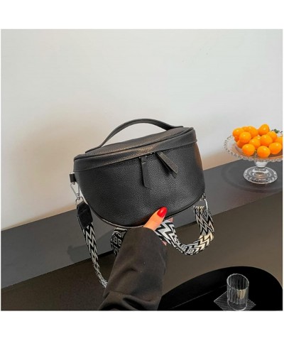 Crossbody Bag for Women - Genuine Leather Chest Bag Fashionable Saddle Bag Casual Shoulder Bag Blak $14.10 Crossbody Bags