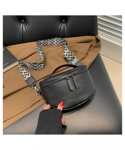 Crossbody Bag for Women - Genuine Leather Chest Bag Fashionable Saddle Bag Casual Shoulder Bag Blak $14.10 Crossbody Bags