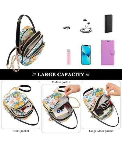 Leopard Print Design Phone Bag with Strap PU Leather Woman Shoulder Handbag Quilted Crossbody Wallet Bag Colourful Fruits Ora...