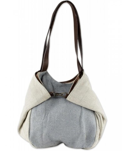 Artisan Handmade Undyed Recycled Denim Cotton Shoulder Bag from Guatemala Blue Grey 'Any Day, Any Time, Anywhere' $71.03 Shou...