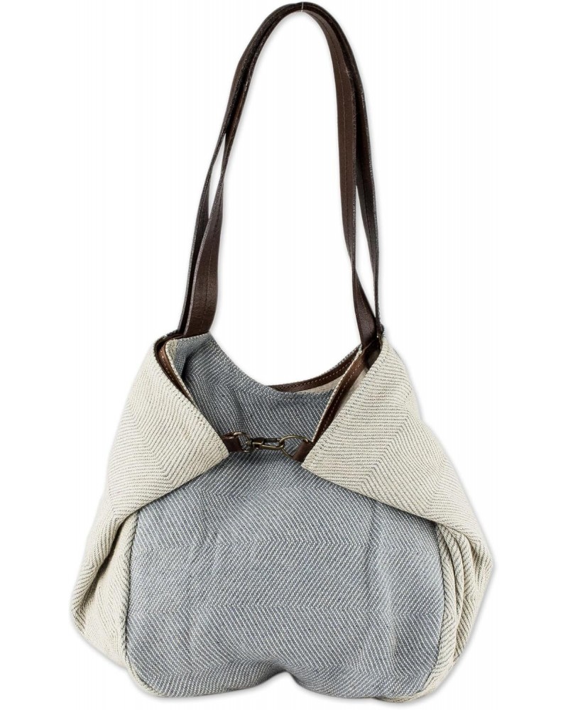 Artisan Handmade Undyed Recycled Denim Cotton Shoulder Bag from Guatemala Blue Grey 'Any Day, Any Time, Anywhere' $71.03 Shou...