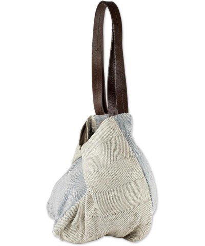 Artisan Handmade Undyed Recycled Denim Cotton Shoulder Bag from Guatemala Blue Grey 'Any Day, Any Time, Anywhere' $71.03 Shou...