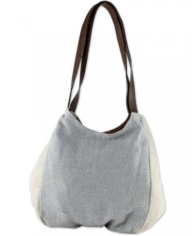 Artisan Handmade Undyed Recycled Denim Cotton Shoulder Bag from Guatemala Blue Grey 'Any Day, Any Time, Anywhere' $71.03 Shou...