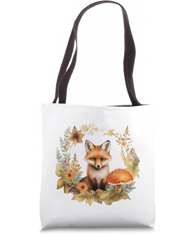 Cottagecore Vintage Fox, Flowers and Mushrooms Botanical Tote Bag $9.22 Totes