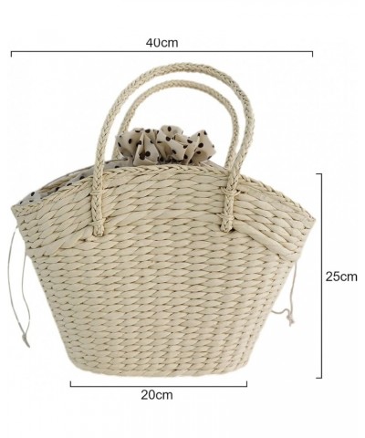 Women Summer Beach handbag Handmade Straw Tote Bag for Vacation Picnic Daily Beige $17.34 Totes