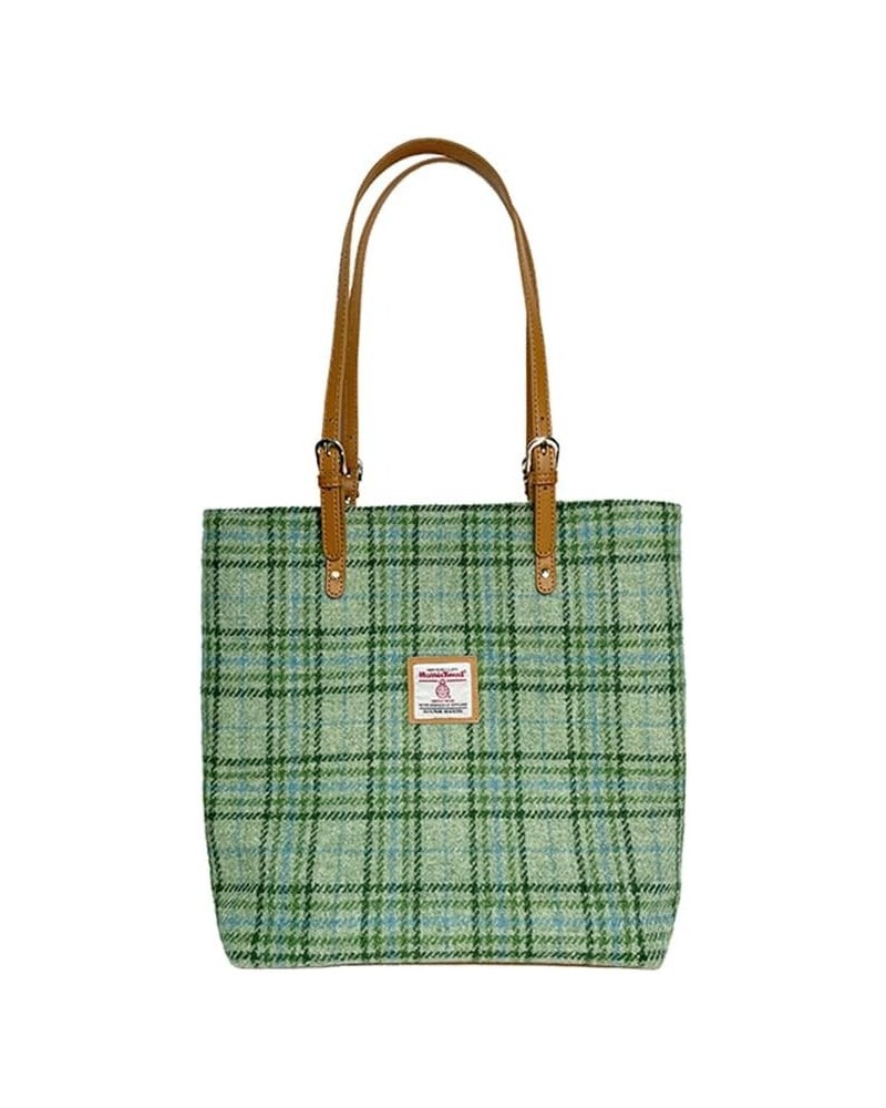 Harris Tweed Tote bag Retro Plaid Large Capacity Handbag Versatile Shoulder Bag Light Green $40.95 Totes