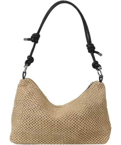 Summer Beach Woven Bag Women Vintage Straw Bracket Shoulder Bag Black $15.68 Shoulder Bags