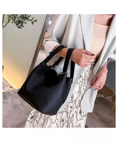 Capacity Casual Women's Solid Fashion Handbag Large Color Shoulder Bag Bag Mens Shoulder Bags (Black, one size) Black One Siz...