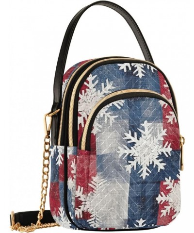 Christmas Snowflake Red Blue White Womens Sling Backpack Crossbody Chain Shoulder Bags Waist Packs Multipurpose Handbags for ...