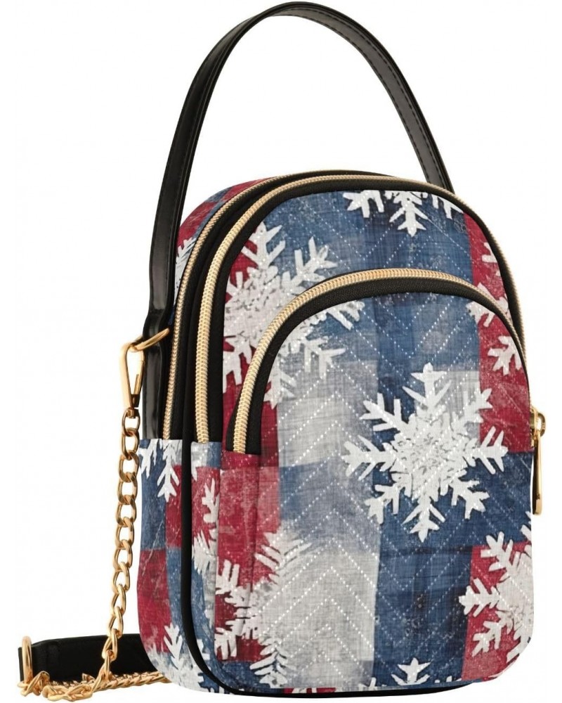 Christmas Snowflake Red Blue White Womens Sling Backpack Crossbody Chain Shoulder Bags Waist Packs Multipurpose Handbags for ...