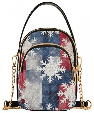 Christmas Snowflake Red Blue White Womens Sling Backpack Crossbody Chain Shoulder Bags Waist Packs Multipurpose Handbags for ...