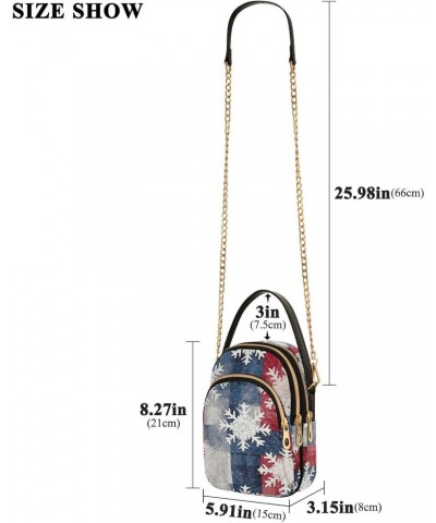 Christmas Snowflake Red Blue White Womens Sling Backpack Crossbody Chain Shoulder Bags Waist Packs Multipurpose Handbags for ...