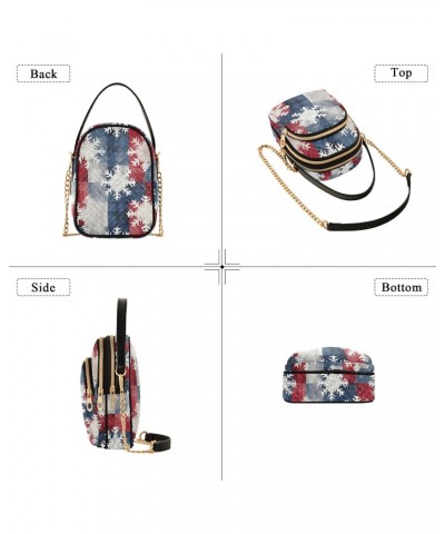 Christmas Snowflake Red Blue White Womens Sling Backpack Crossbody Chain Shoulder Bags Waist Packs Multipurpose Handbags for ...