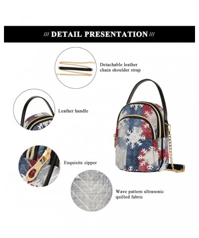 Christmas Snowflake Red Blue White Womens Sling Backpack Crossbody Chain Shoulder Bags Waist Packs Multipurpose Handbags for ...