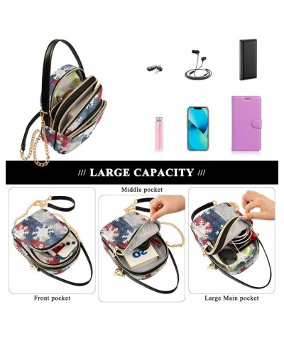 Christmas Snowflake Red Blue White Womens Sling Backpack Crossbody Chain Shoulder Bags Waist Packs Multipurpose Handbags for ...