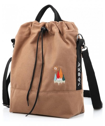 Women Canvas Tote Handbags Casual Shoulder Work Bag Crossbody Bag with Sunshine Embroidery Brown $16.23 Totes